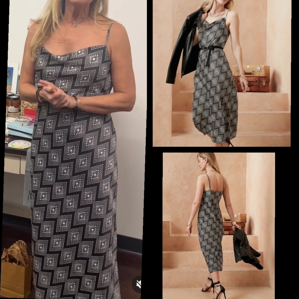 LARGE women BANANA REPUBLIC factory satin slip dress sleeveless spaghetti strap